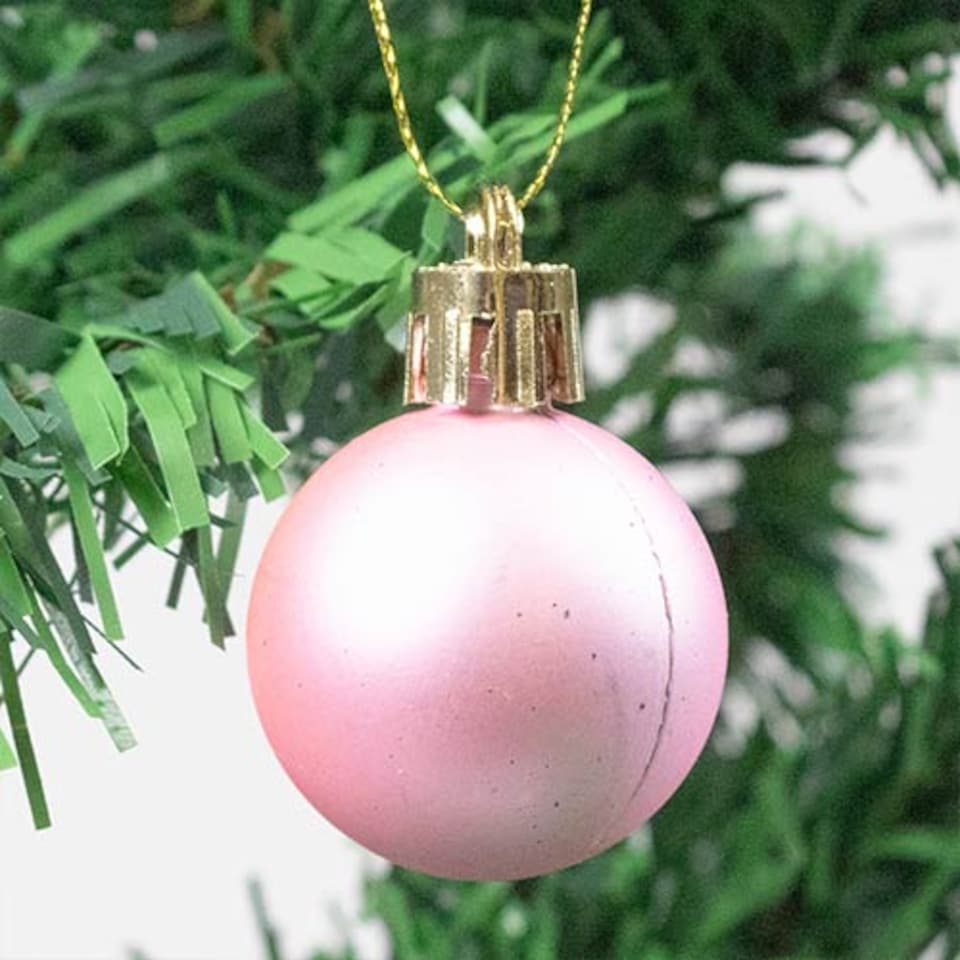 image 1 of Hot Pink Shatterproof Christmas Baubles 3cm Pack of 12 Tree Ornaments
