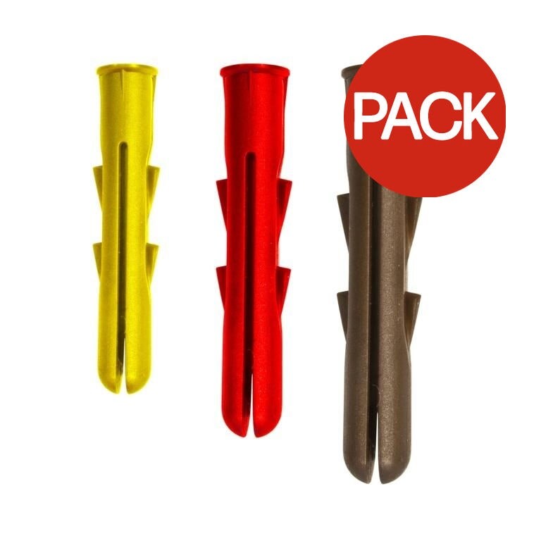Securfix Plastic Wall Plugs Set (Pack of 120) - Yellow/Red/Brown - One Size