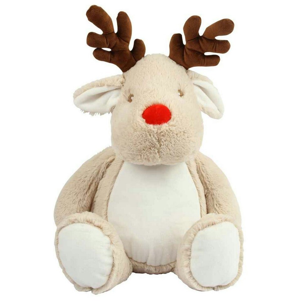 image 1 of Mumbles Zipped Reindeer Plush Toy - Light Brown - One Size