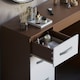 image 8 of Vida Designs Hulio 3 Drawer Dressing Table High Gloss Vanity Makeup Desk, Walnut & White