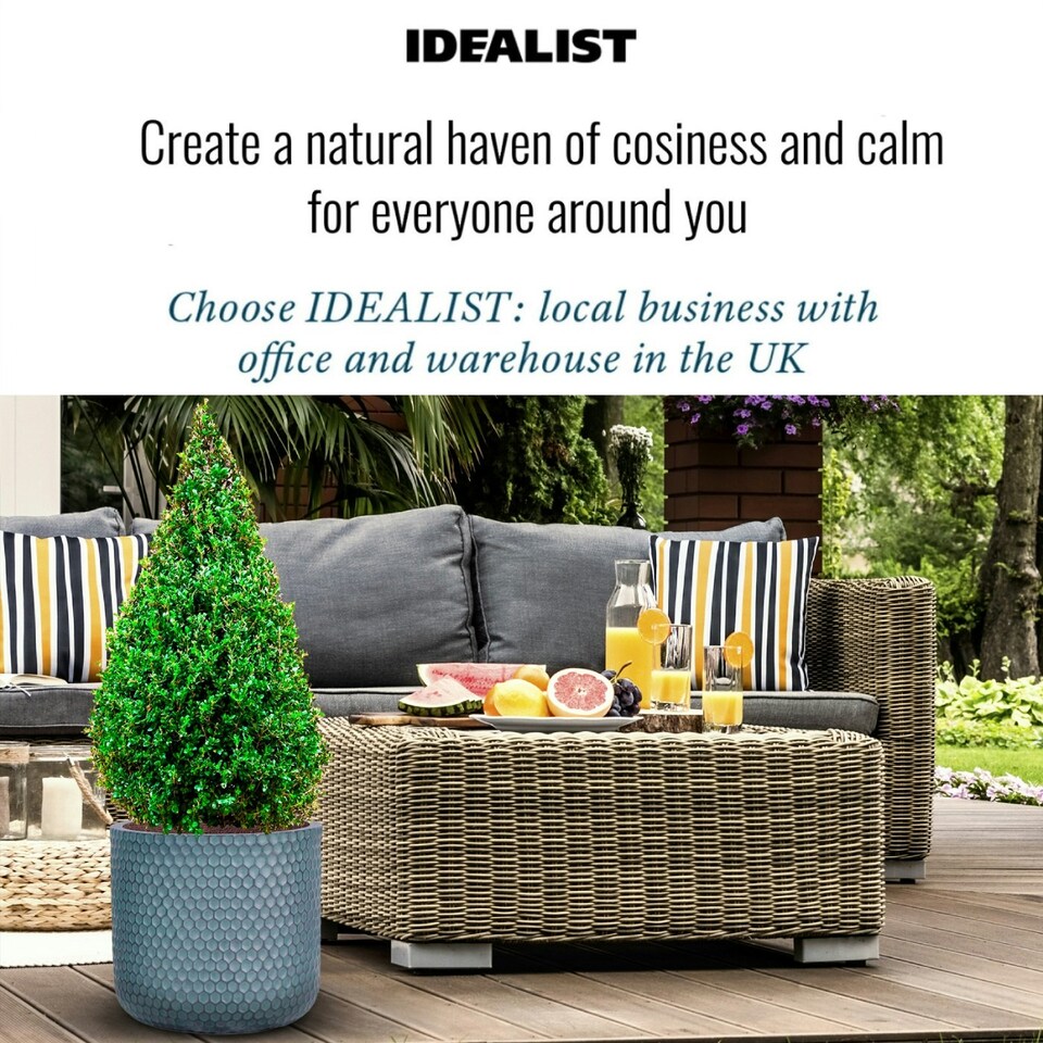 image 1 of Honeycomb Style Green Grey Cylinder Round Outdoor Garden Planter D37.5 H37 cm, 40.9 ltrs Cap.