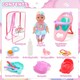 image 7 of 12 Inch Baby Doll Toys Feeding Set with Carry Backpack High Chair Playset