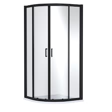 Contemporary 8mm Glass Quadrant Shower Enclosure, 900 x 900mm, Matt Black | Black | Matt Black | 1