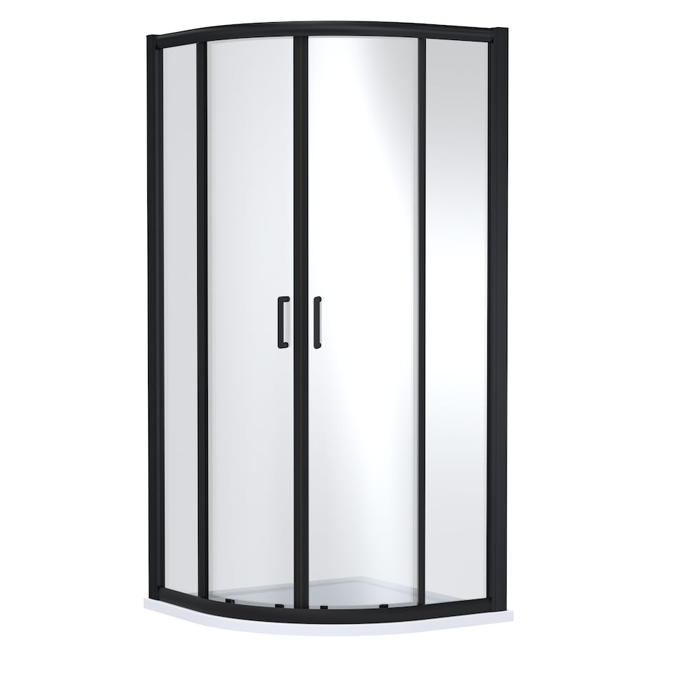 image 1 of Contemporary 8mm Glass Quadrant Shower Enclosure, 900 x 900mm, Matt Black | Black | Matt Black | 1