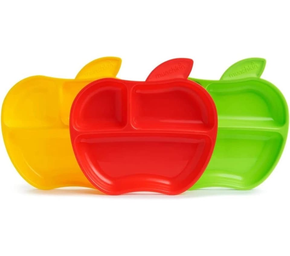 image 1 of Munchkin Baby Feeding Dishes Food Weaning Lil Apple Plates 3Pk