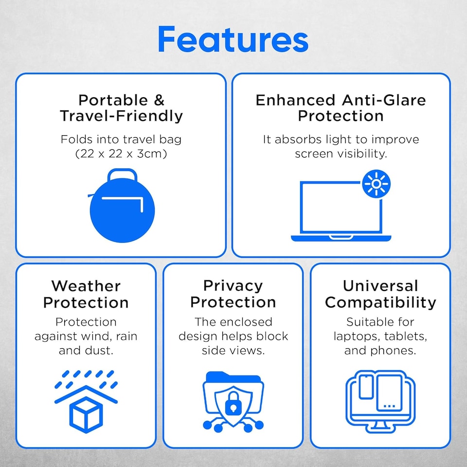image 1 of Computer Shade for Portable Anti-Glare Protection Laptop Hood