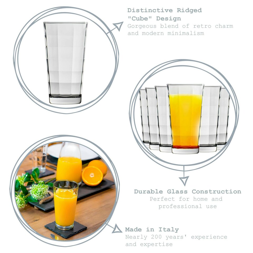image 1 of Bormioli Rocco Cube Highball Glasses - 365ml - Pack of 6 Clear