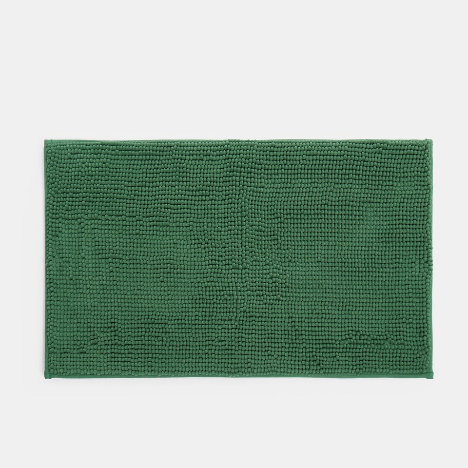 image 1 of OHS Soft Microfibre Non-Slip Absorbent Noodle Chenille Bath Runner Mat Green | Olive Green | 45 x 75cm
