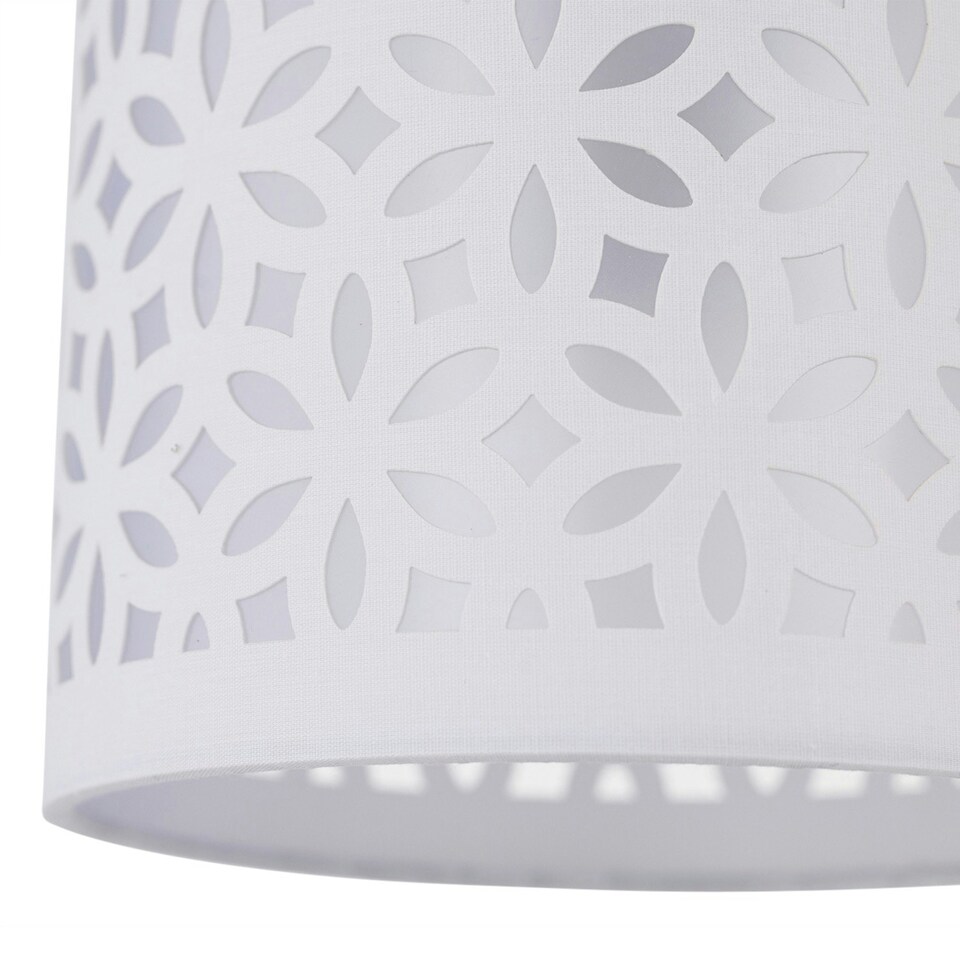 image 1 of First Choice Lighting Set of 2 White Laser Cut 15.5cm Table Lamp Shades White