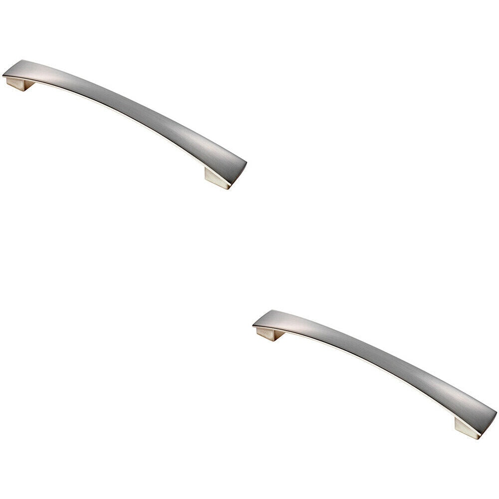 Loops 2x Curved Bow Pull Handle 218.5 x 26mm 192mm Fixing Centres Satin Nickel in Metallics