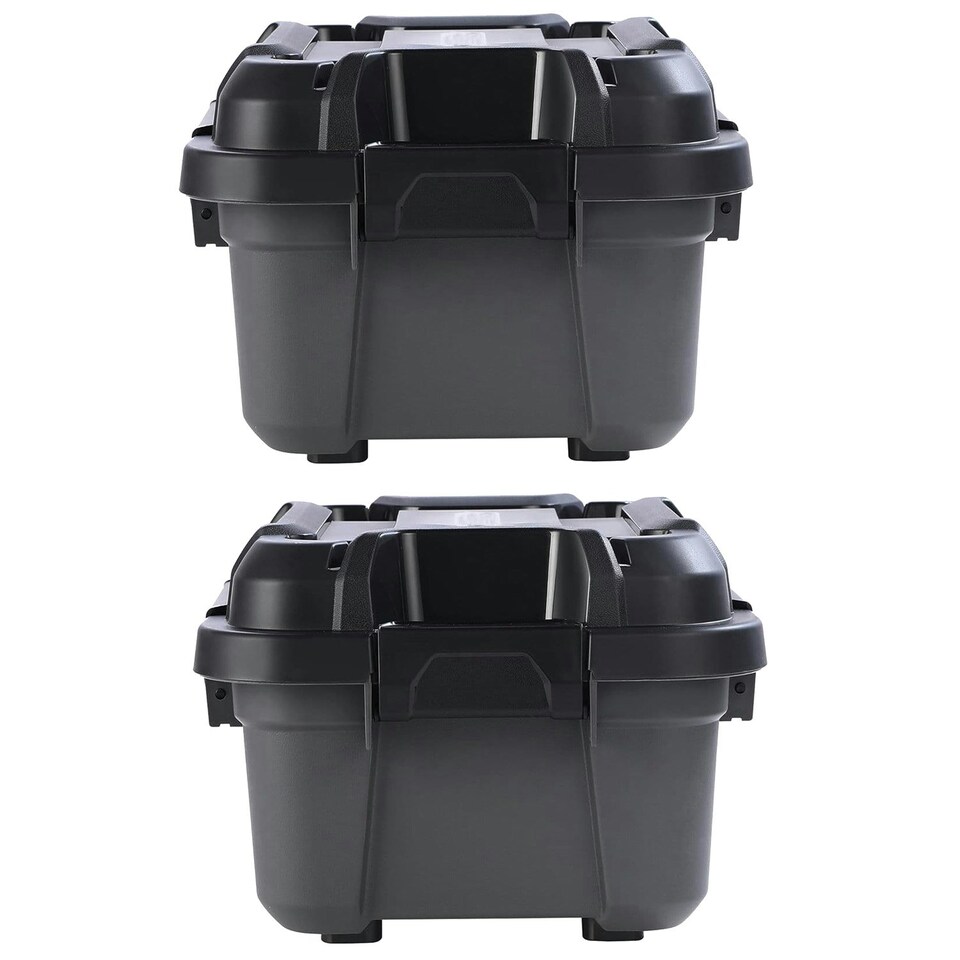 image 1 of 3 x 31 Litre Black Bunker Storage Trunks For Tradesman & Handyman Black