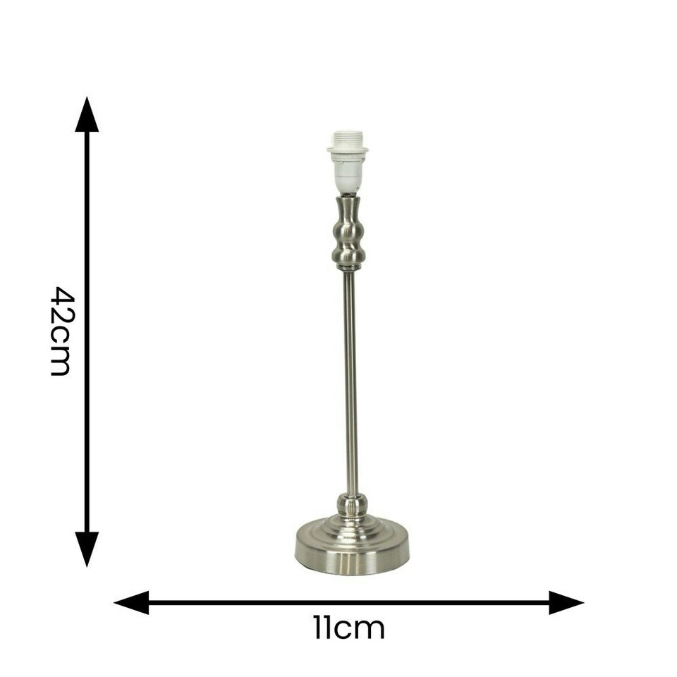 image 1 of ValueLights Maggie Brushed Chrome Silver Candlestick Slim Table Lamp Base