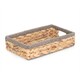 image 9 of Small Shallow Rectangular Water Hyacinth With Grey Rope Border Storage Basket | Brown | Brown