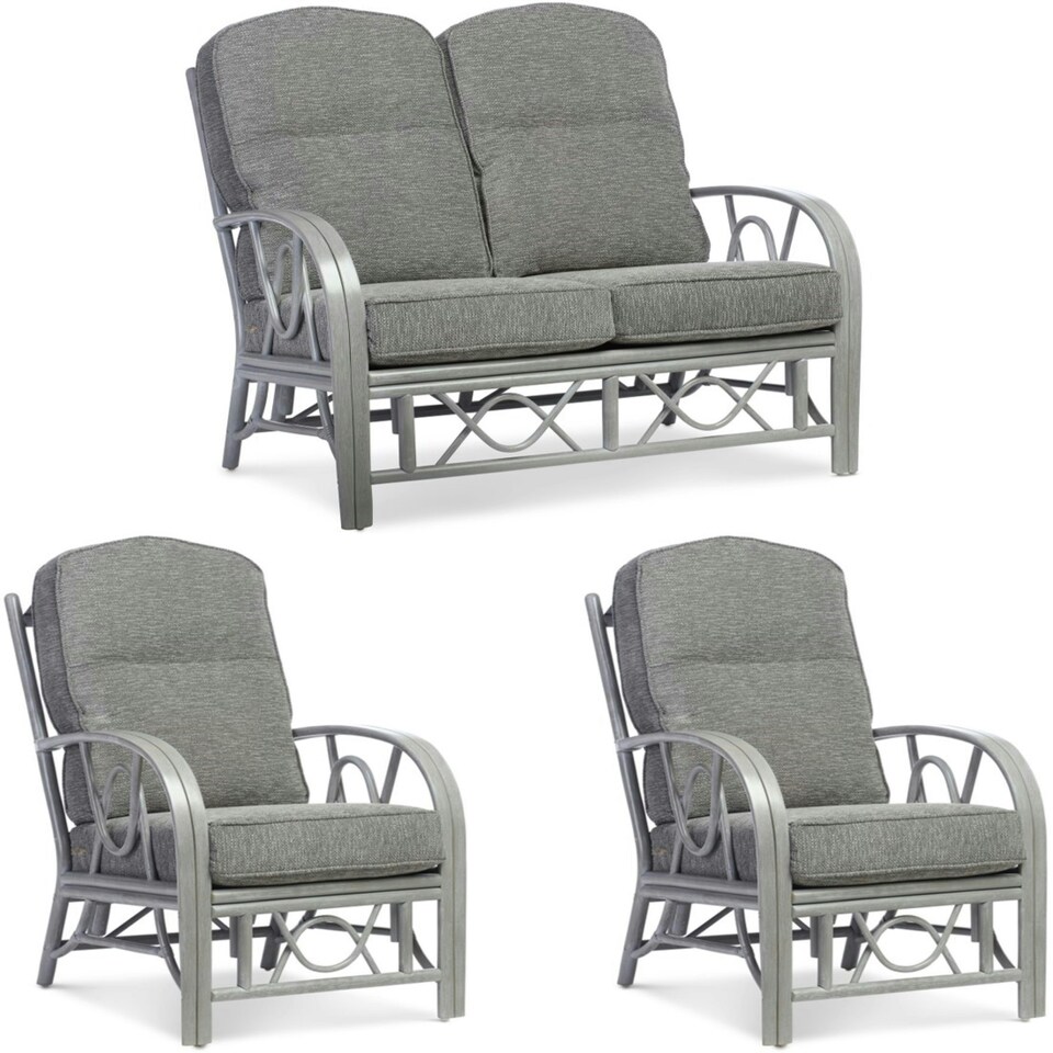 image 1 of Desser Bali Grey Rattan 2 Seater Sofa Set in Slate - Conservatory Sofa Suite