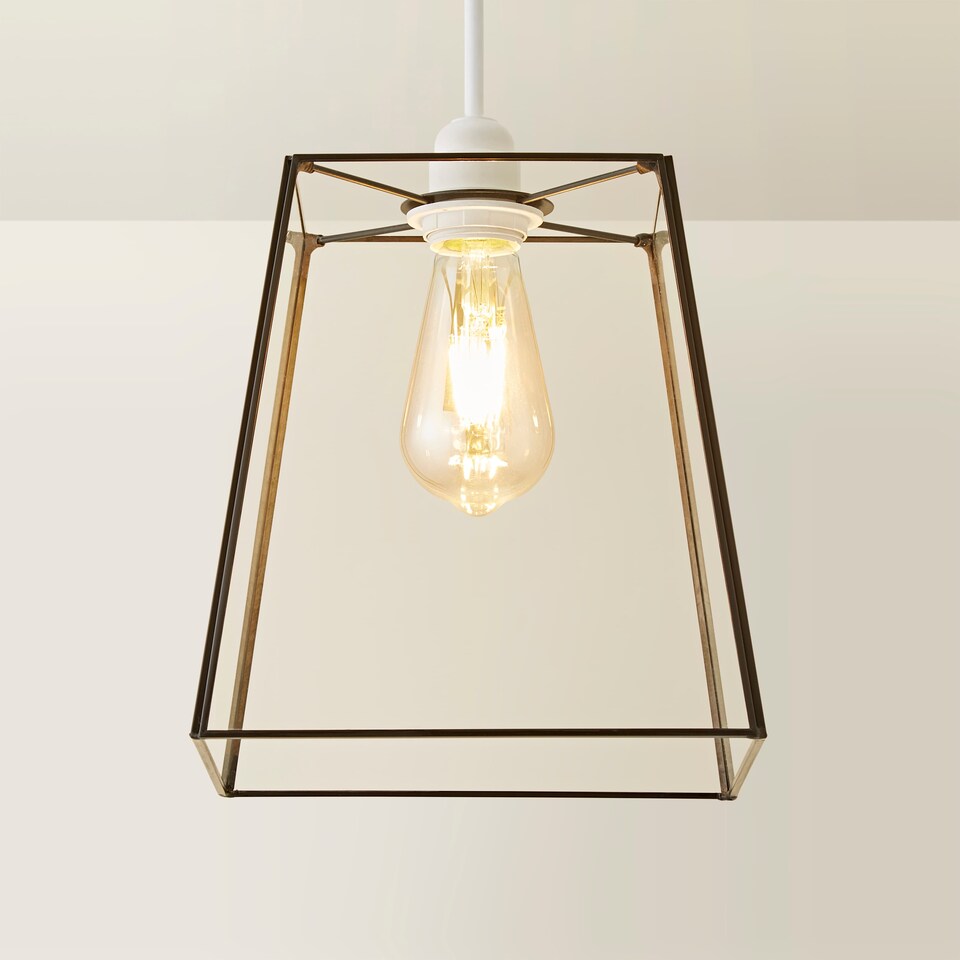 image 1 of ValueLights Susie Glass Pendant Lantern Black Lamp Shade & Bulb | Black