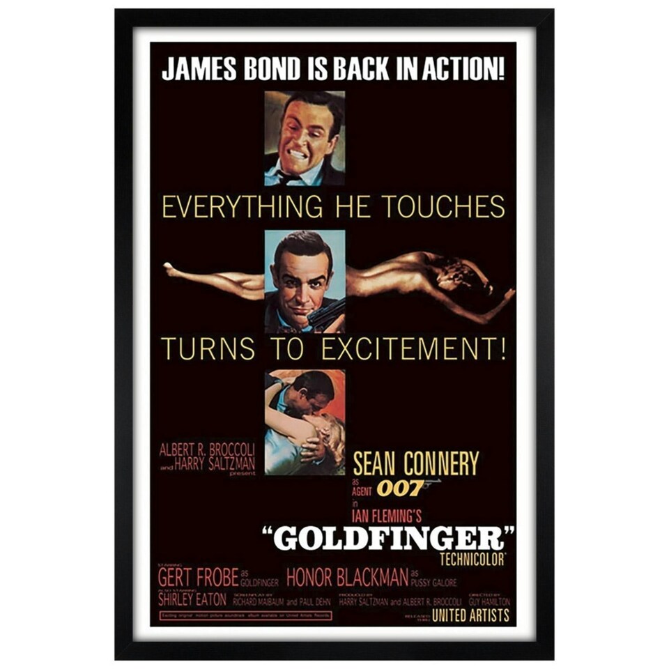 image 1 of Black Wooden Framed James Bond Goldfinger Maxi Poster Framed Poster