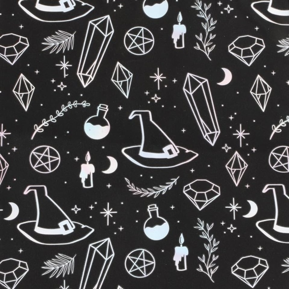 image 1 of Crystal Witch Print Polycotton Tote Shopping Bag