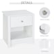 image 5 of HOMCOM Bedside Table Unit Drawer Shelf Cabinet Chest Solid Wood Bedroom