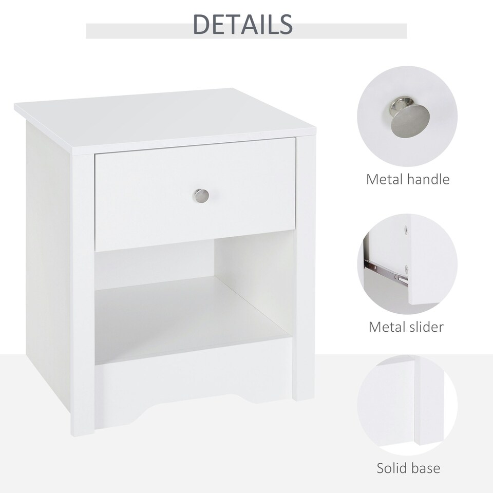 image 1 of HOMCOM Bedside Table Unit Drawer Shelf Cabinet Chest Solid Wood Bedroom