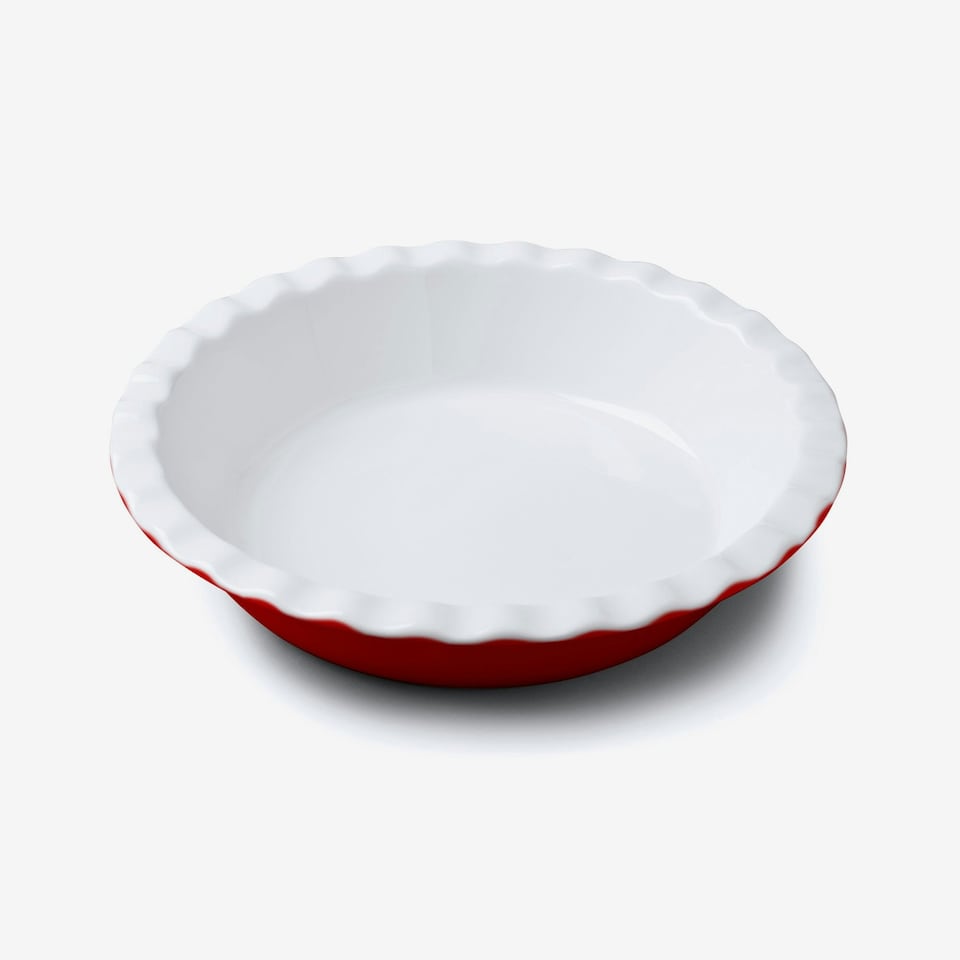 image 1 of Wm Bartleet & Sons Porcelain Round Pie Dish with Crinkle Crust Rim Red | Red
