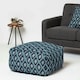image 2 of Homescapes Tula Handwoven Textured Navy & Teal Pouffe Bean Cube
