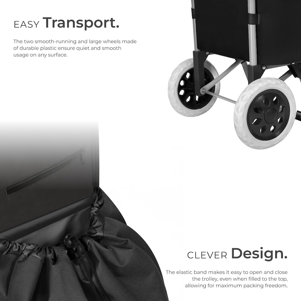 image 1 of Shopping Trolley - folding, removable cover, smooth running wheels | Black | black | 20 x 35 x 50 cm | 1