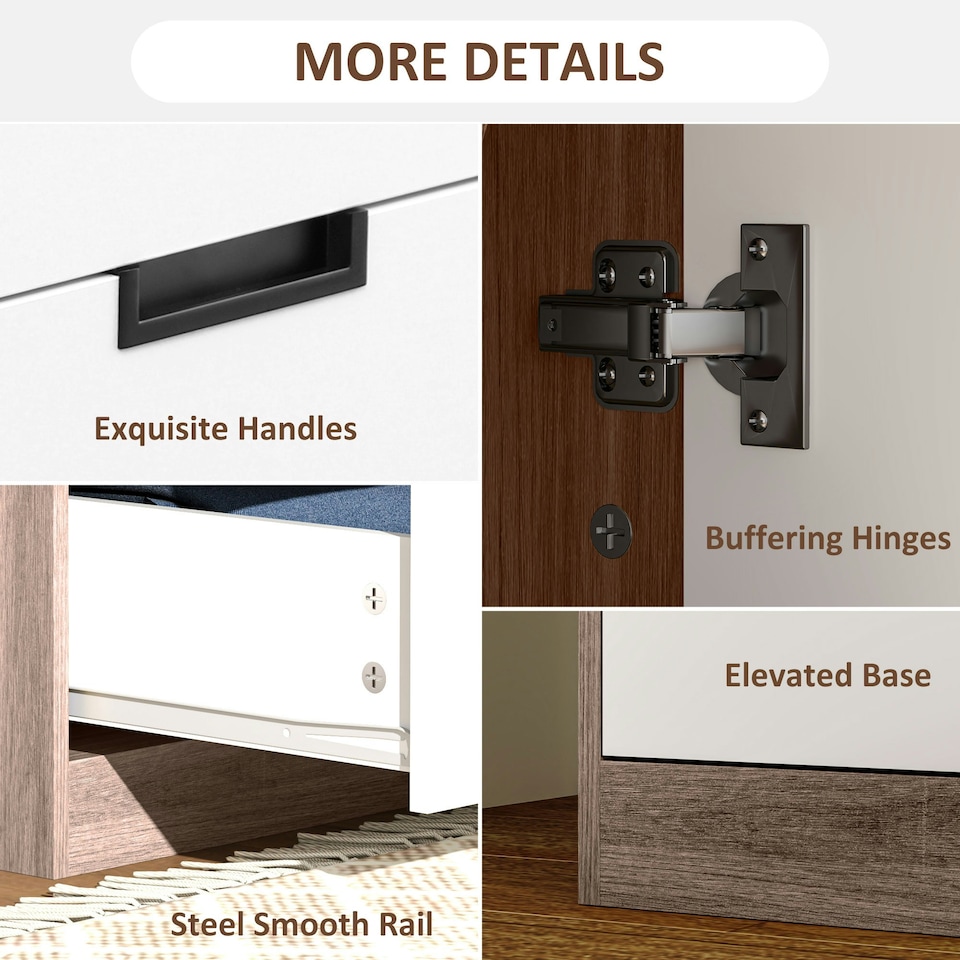 image 1 of HOMCOM 2 Door Wardrobe Brown Wardrobe with 3 Drawer and Hanging Rod Brown