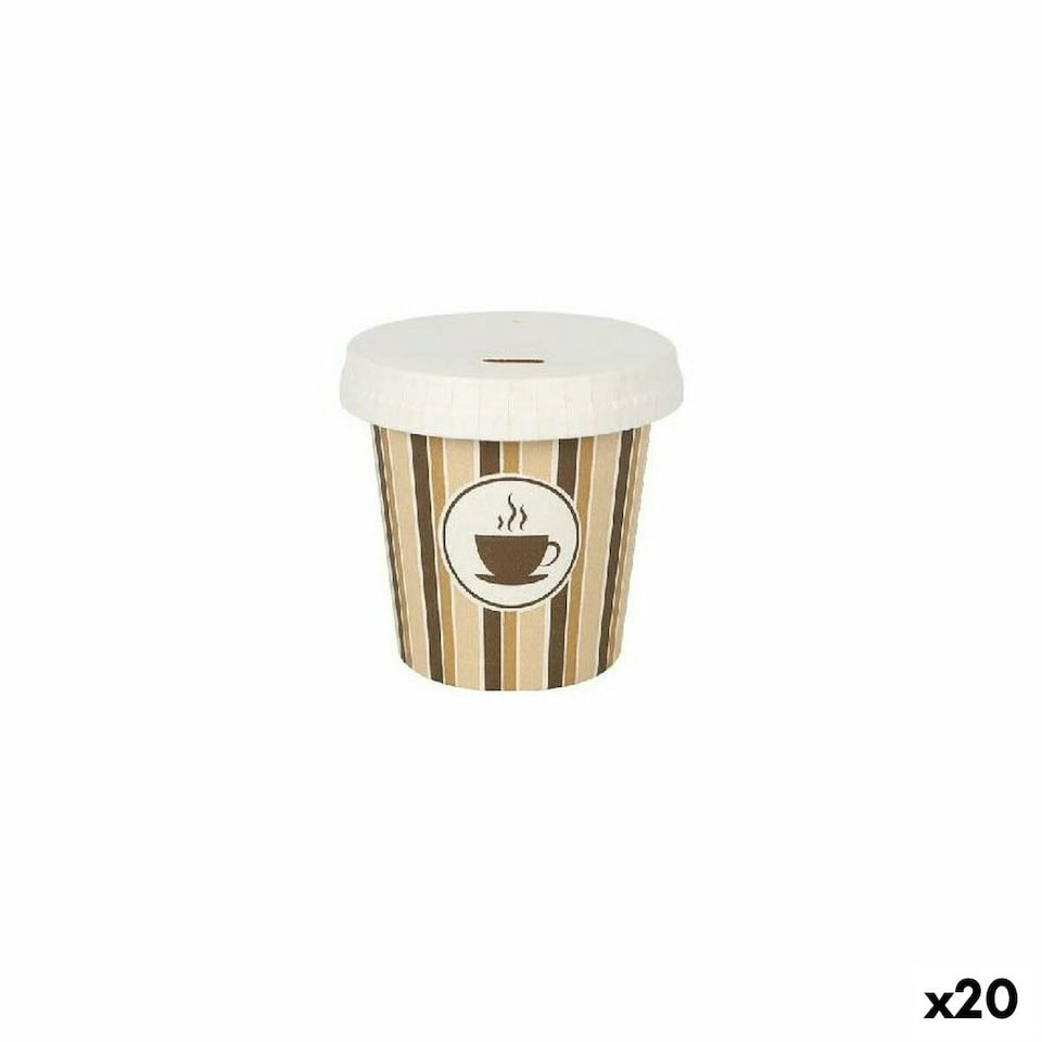 image 1 of Set of glasses Algon With lid Disposable Coffee Cardboard 10 Pieces 120 ml (20 Units) N/A