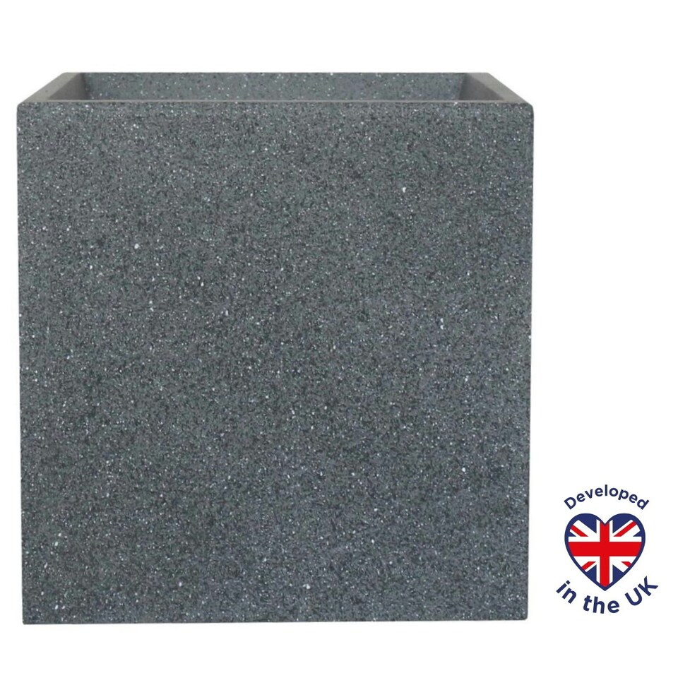 image 1 of Textured Concrete Effect Square Grey Outdoor Planter W49.5 H50.5 L49.5 cm, 123.7 ltrs Cap.