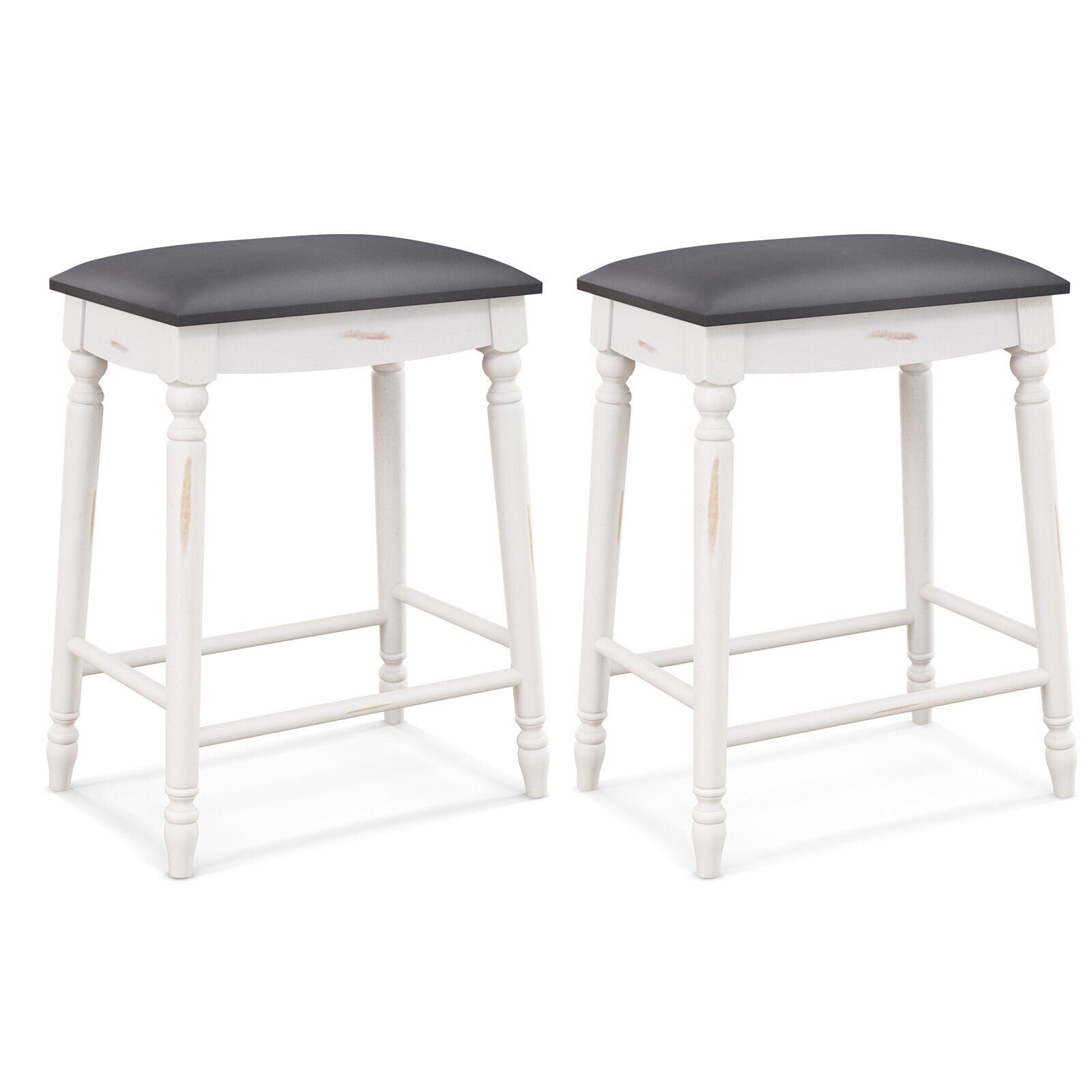 Set of 2 Bar Stools Dining Counter Height Chair Modern Upholstered Pub Stool 24â