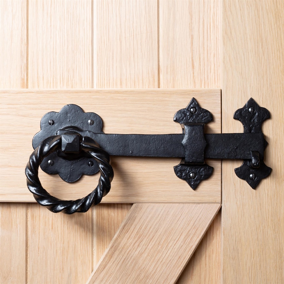 image 1 of Hammer & Tongs Rose Ring Gate Latch - W285mm - Black