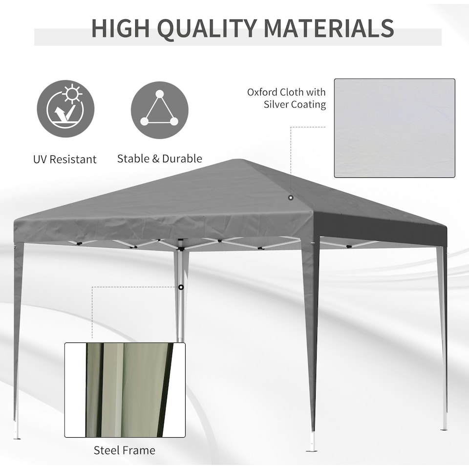 image 1 of Outsunny 3 x 3 m Garden Pop Up Gazebo Marquee Party Tent Wedding Canopy Grey