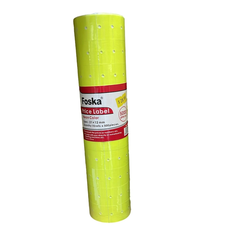 image 1 of Pack of 10 Yellow Neon Adhesive Price Label Rolls (5000 Tickets)