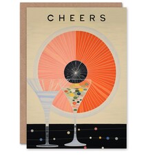 Abstract Cocktail Glass Cheers Congratulations Him Her Card