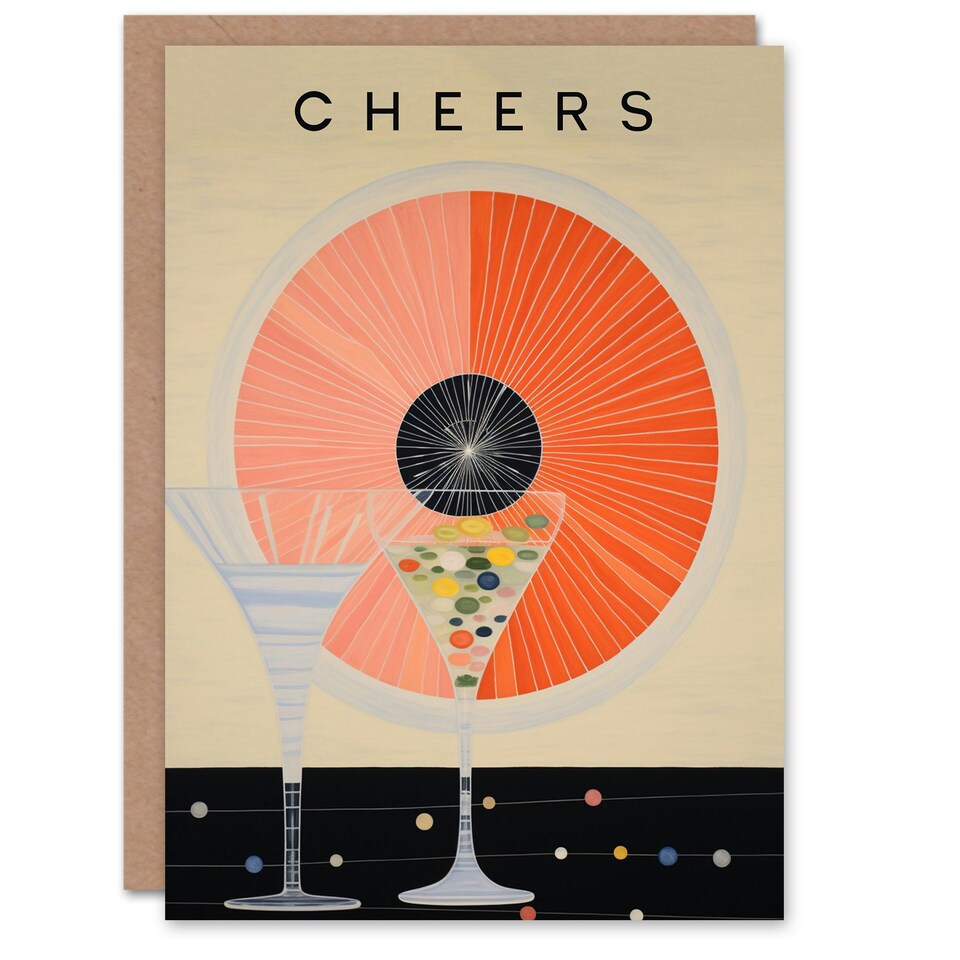 image 1 of Abstract Cocktail Glass Cheers Congratulations Him Her Card