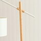 image 2 of ValueLights Adrianna Wooden Hanging Table Lamp with White Drum Lamp Shade and LED Bulb