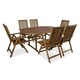 image 1 of Turnbury 6 Seater Recliner Round Extending Dining Set - Timber - L56 x W67 x H105 cm