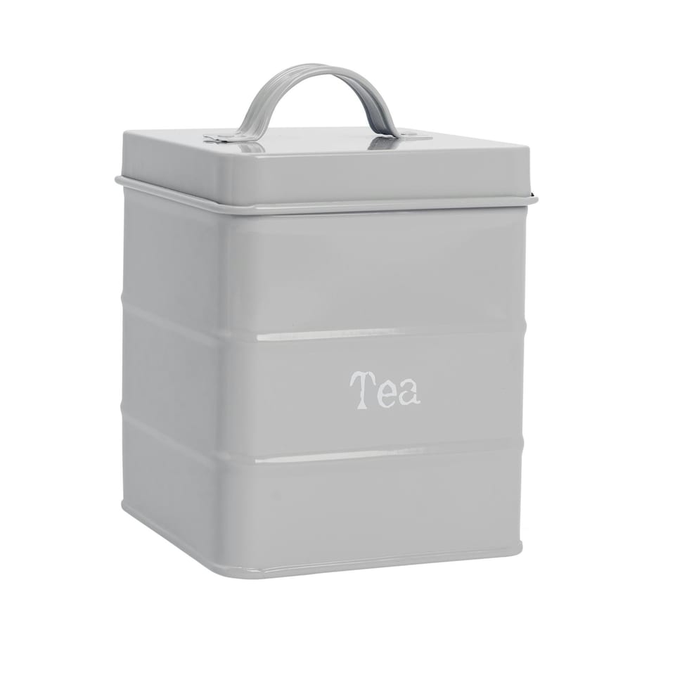 image 1 of Harbour Housewares 4 Piece Grey Vintage Metal Kitchen Canisters Set Utility Storage Utility Containers Storage Box Storage Container