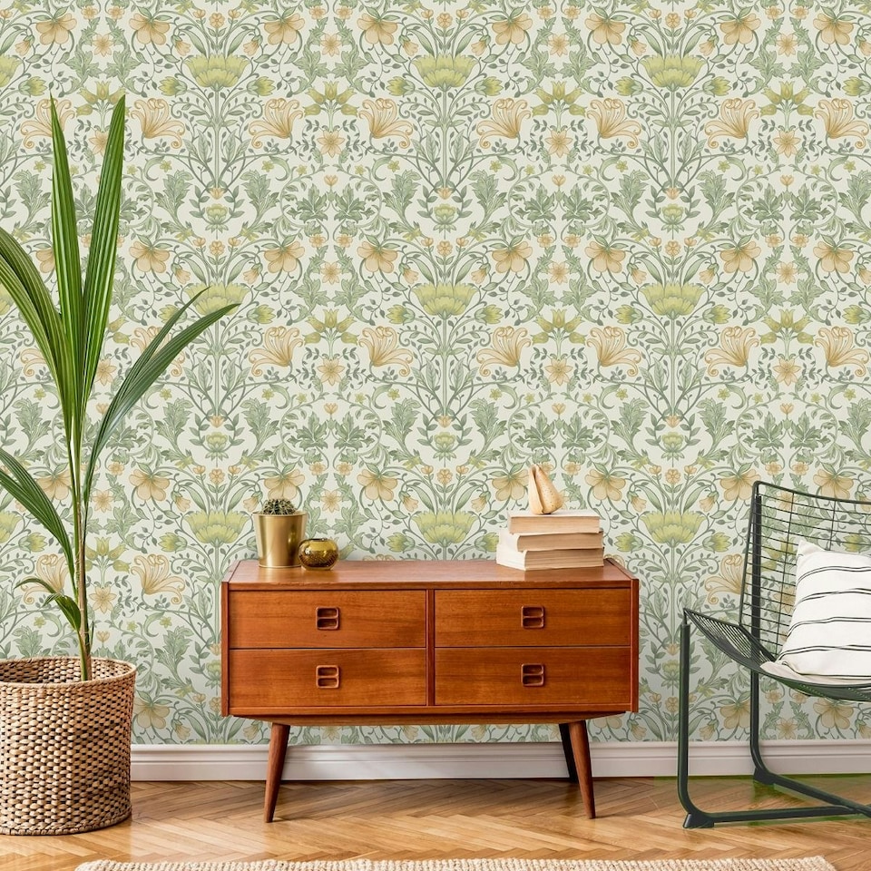 image 1 of Holden Décor Eclectic Collection Vintage Floral Wallpaper - Cream/Ochre - One Size Cream