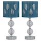 image 1 of First Choice Lighting Set of 2 Chrome Two Ball Table Lamps with Teal Fern Shades Chrome | Green