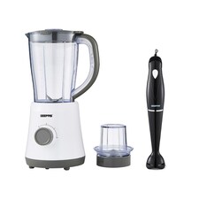 GEEPAS 500W Electric Jug Blender and 180W Black Hand Blender Combo set Black