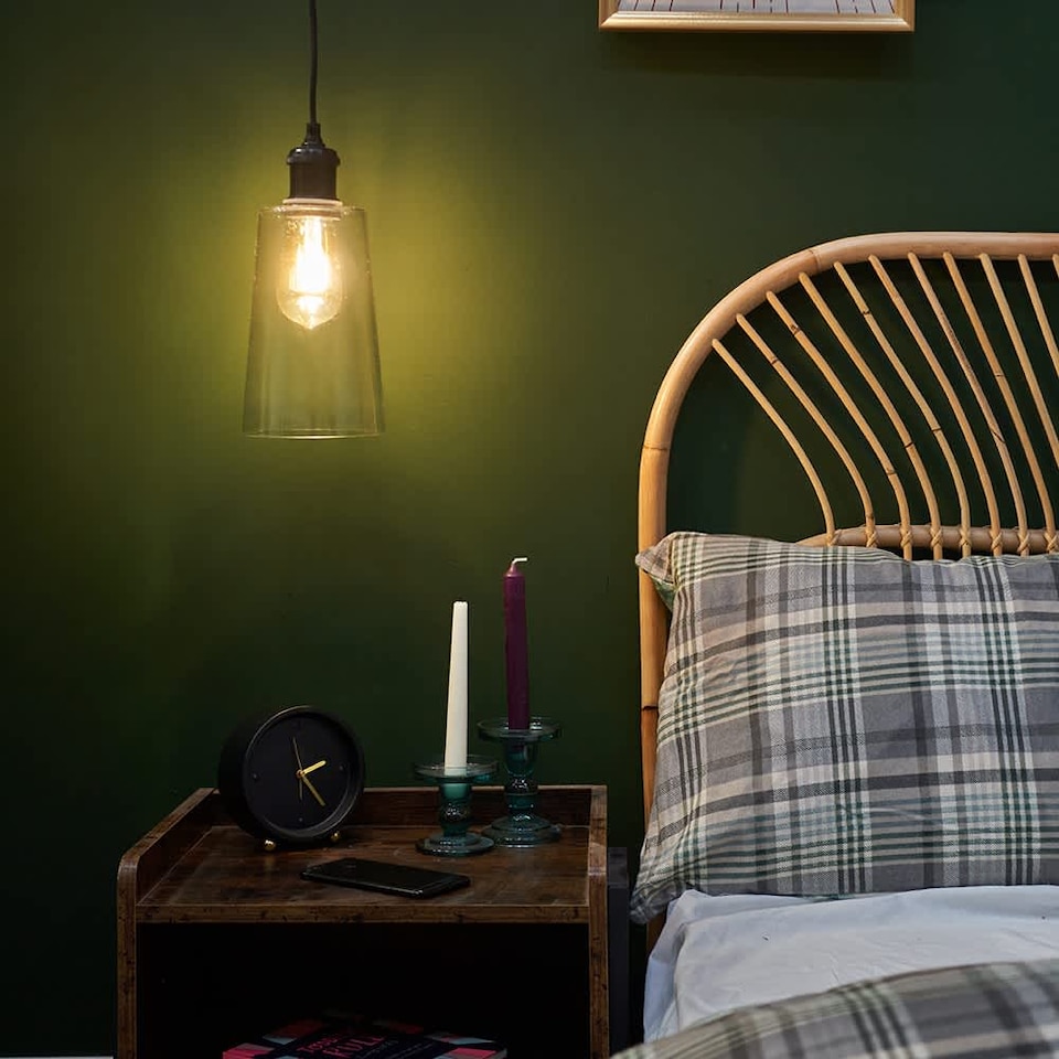 image 1 of ValueLights Viggo Matte Black Pendant Light and Warm White Bulb