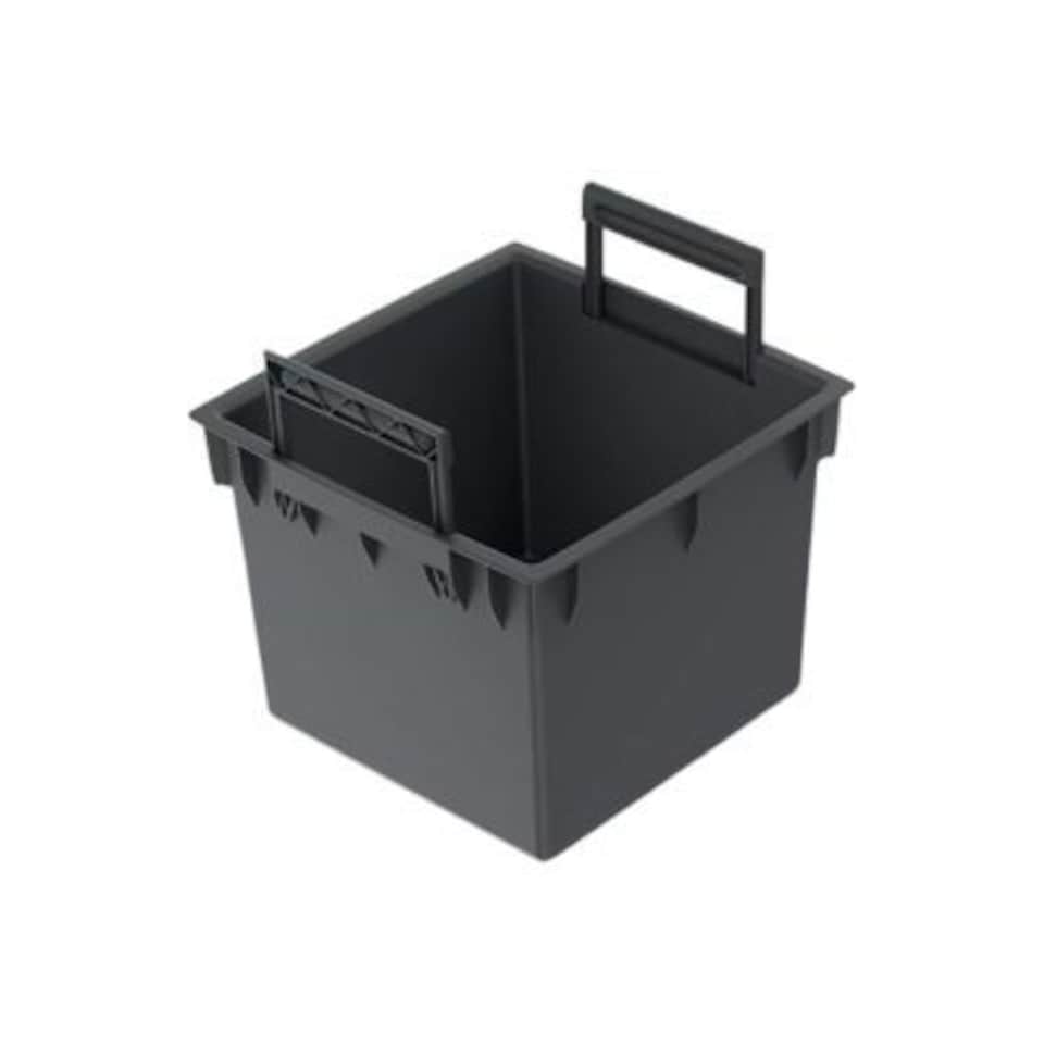 image 1 of 240mm Low Square Concrete Effect Plant Pot - 23.5x24x24 cm | Black | Black & Set of 1 | 1