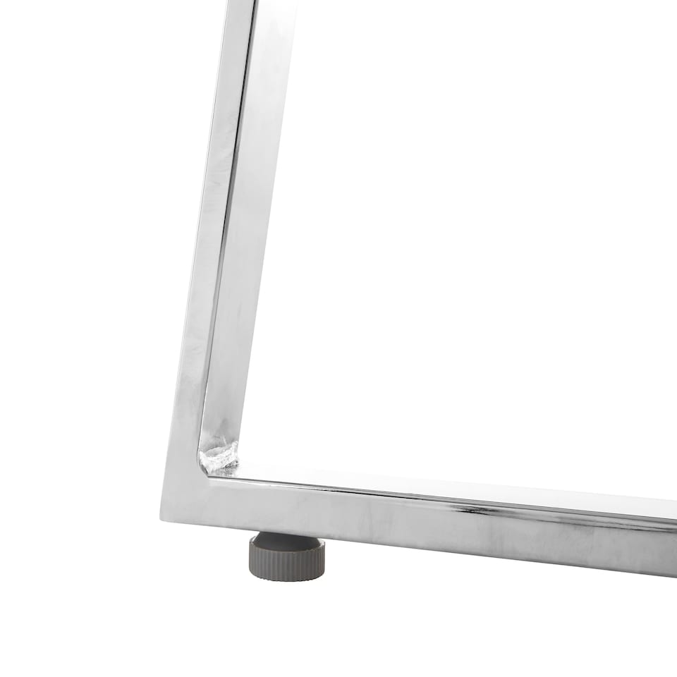 image 1 of Interiors By Premier Modern Glass Square Dining Table, Sturdy Dining Table For Entertaining Guests, Minimalist Open Base Table Silver
