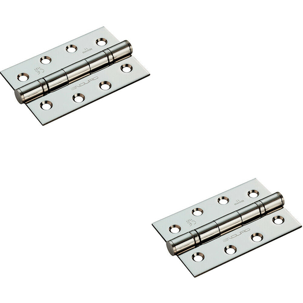 Loops 2x PAIR 102 x 68 x 2.2mm Ball Bearing Hinge Stainless Steel Interior Door in Metallics