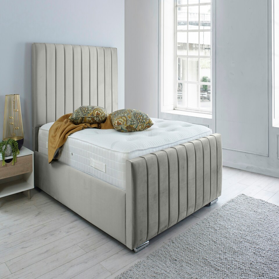 image 1 of Sancia Plush Small Double Bed Frame - Silver