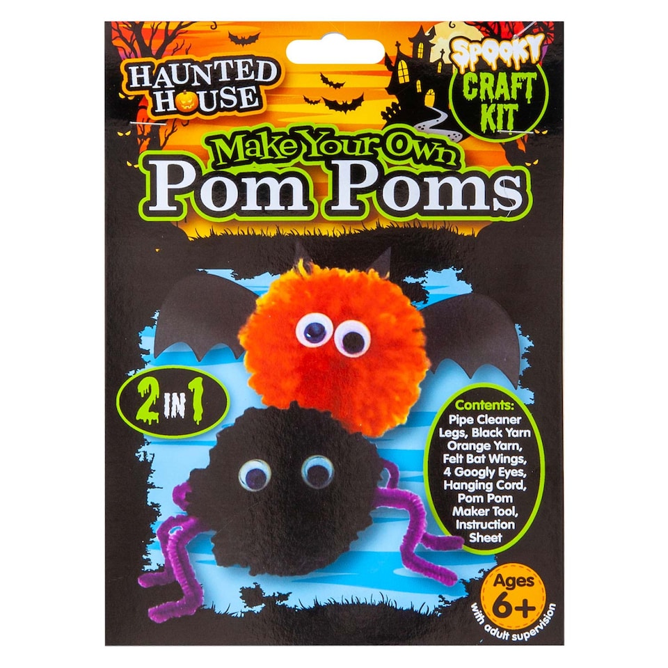 image 1 of vfm-estore Halloween Pom Pom Craft Kit - Multicolour, 22 x 16 cm