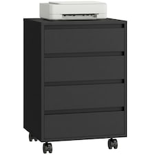HOMCOM Mobile Vertical Filing Cabinet with 4 Drawers for Home Office, Black