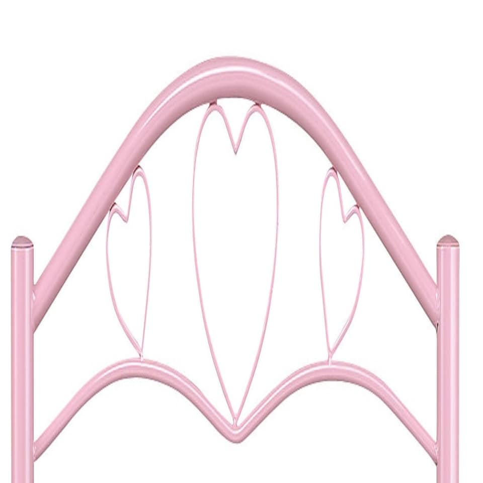 image 1 of 3ft single size pink metal headboard bed head end. Girls pink, hearts,steel tubular Pink | 3ft Single