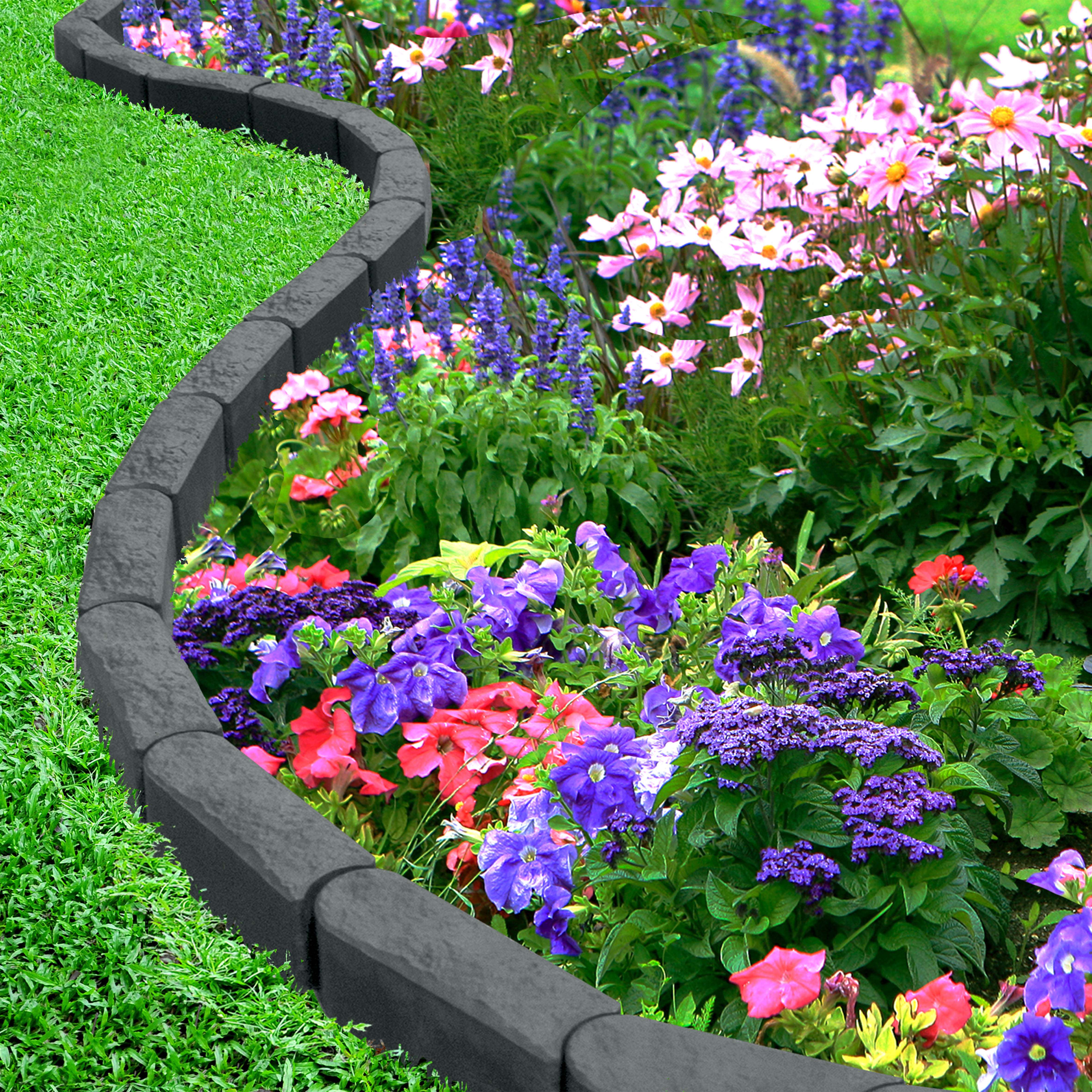 Garden Edging Stomp Edge Border Graphite - 12 Pieces
